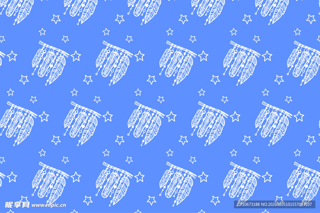 蓝色背景的简约餐具图案