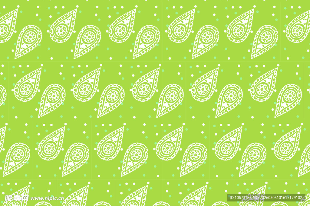 绿色佩斯利花纹背景图案
