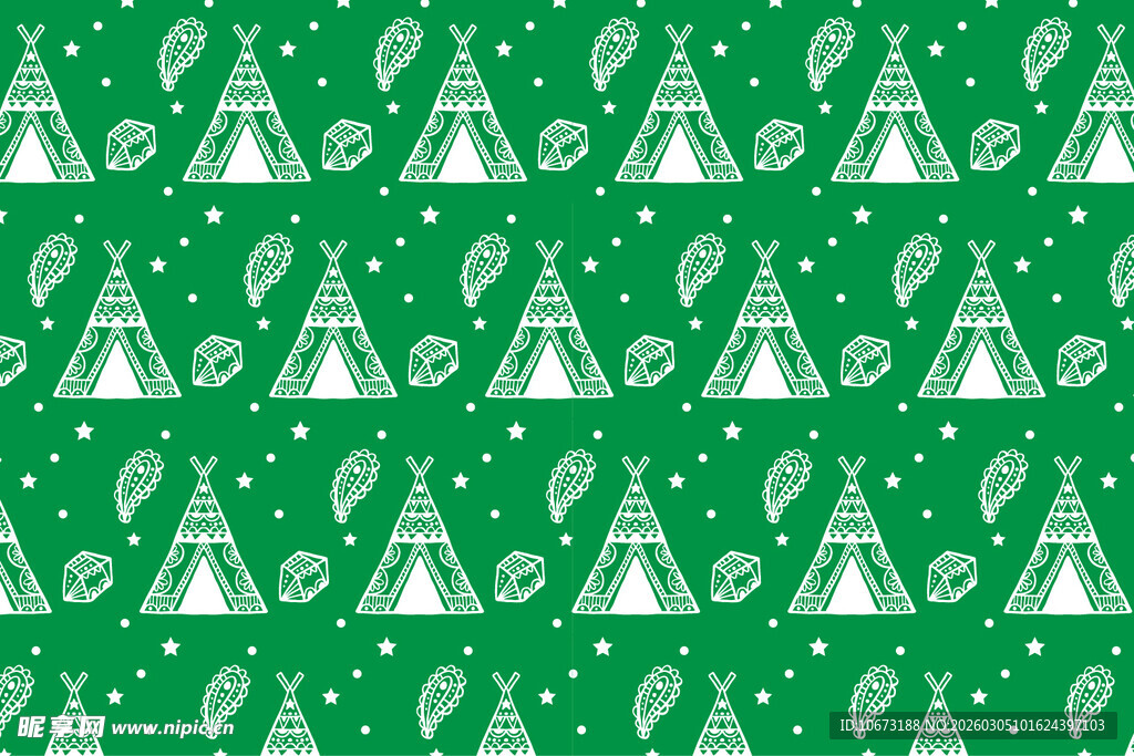 绿色圣诞元素无缝图案