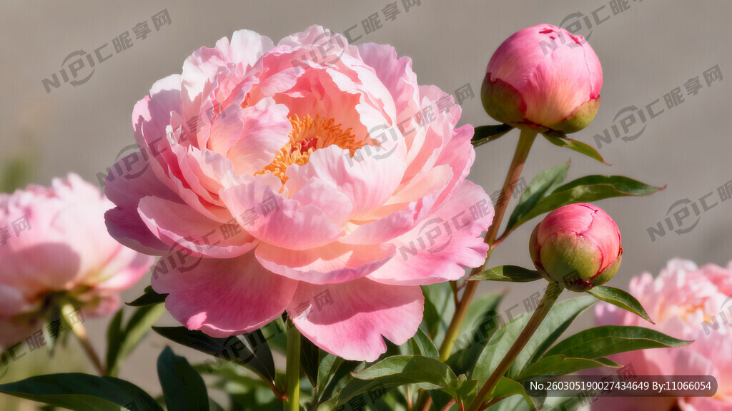 粉色的  渐变的牡丹花    