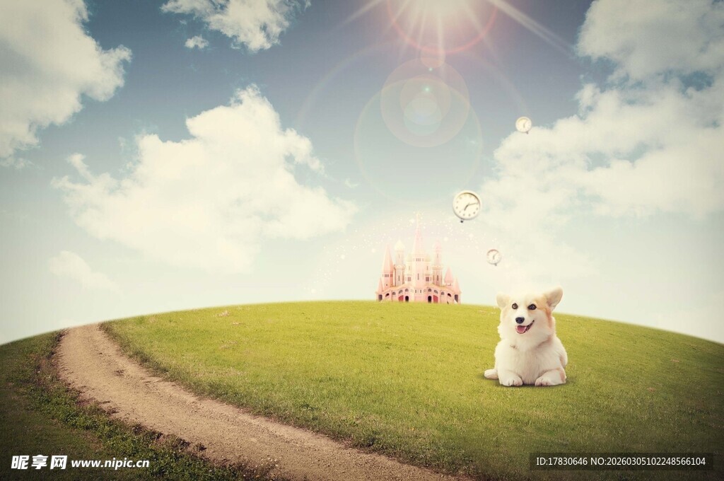 田园小狗的惬意美好时光