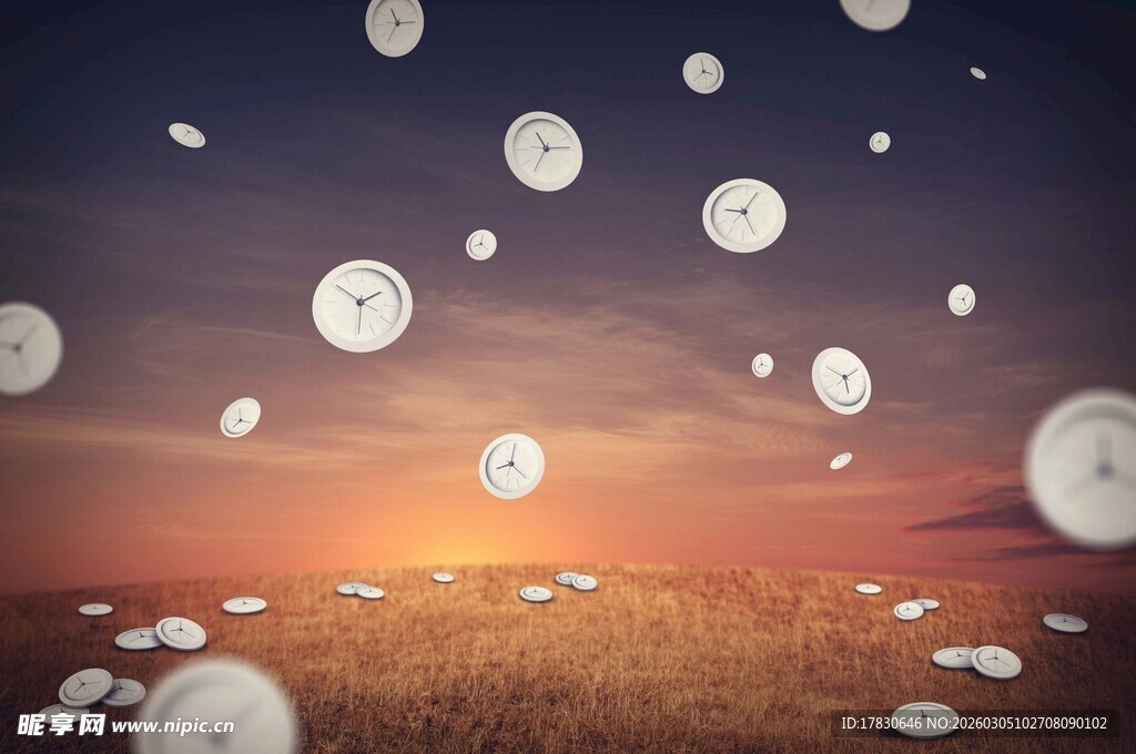 梦幻天空中漂浮的白色圆盘