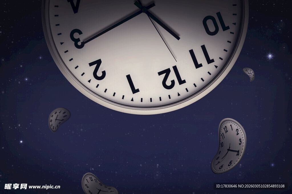 梦幻星空下的复古时钟