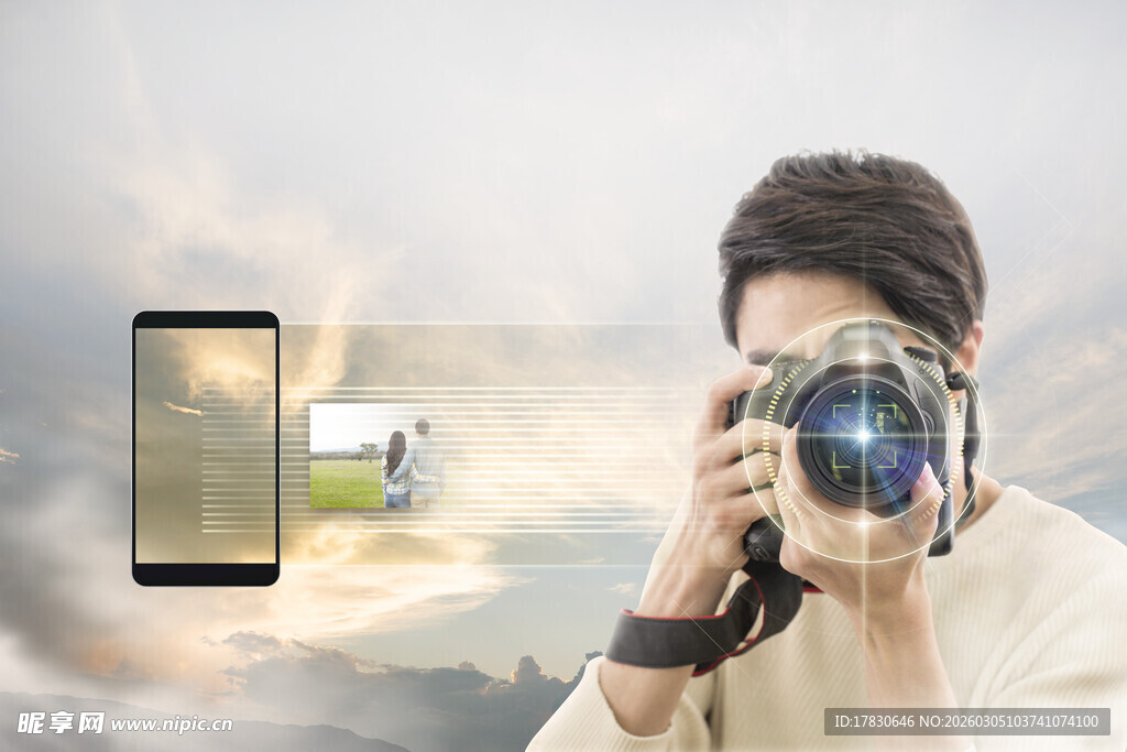 摄影师专注拍摄智能设备