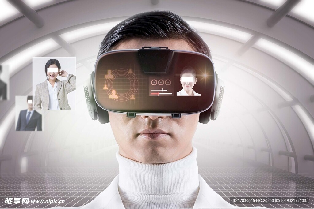 男士佩戴虚拟现实眼镜体验