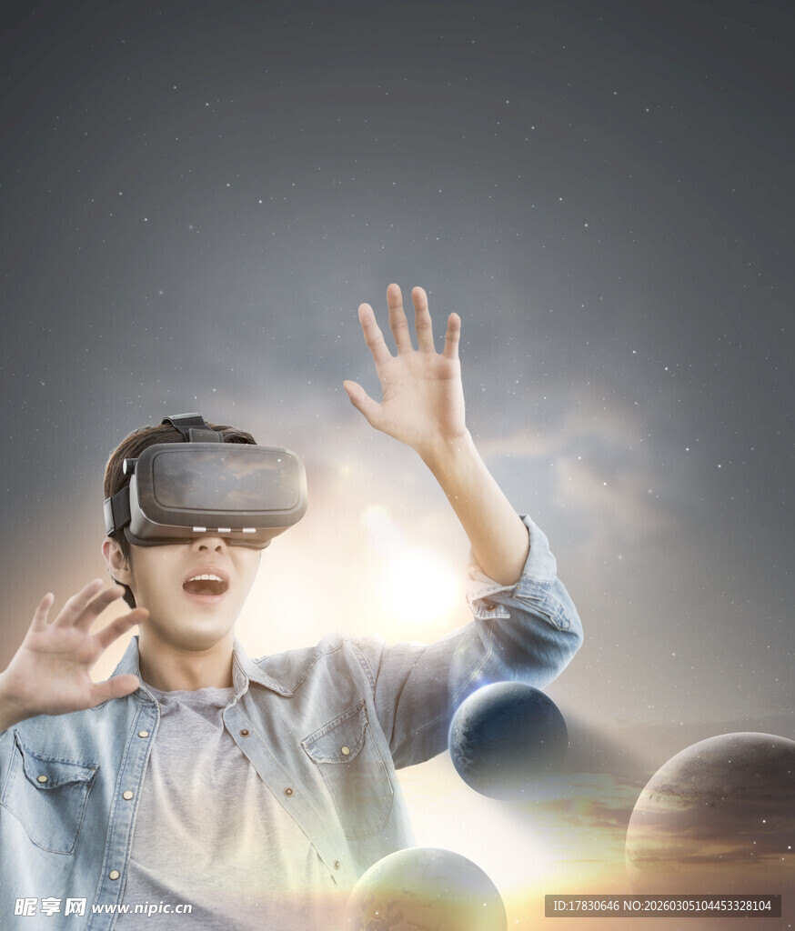 体验VR的年轻人