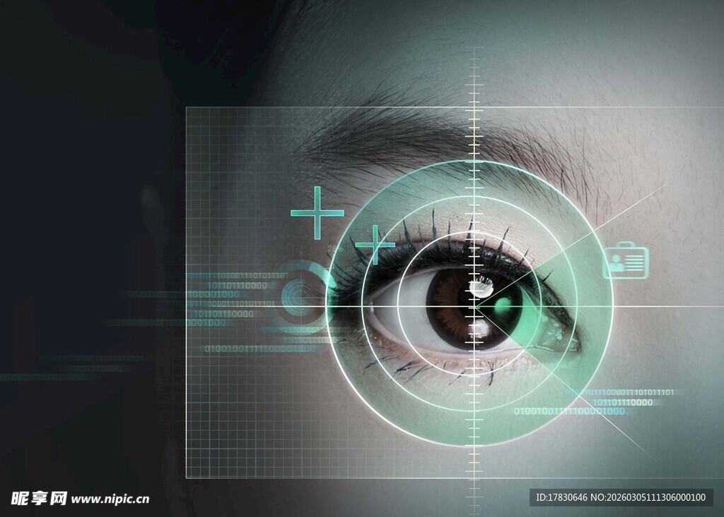 科技感眼球与虚拟瞄准画面