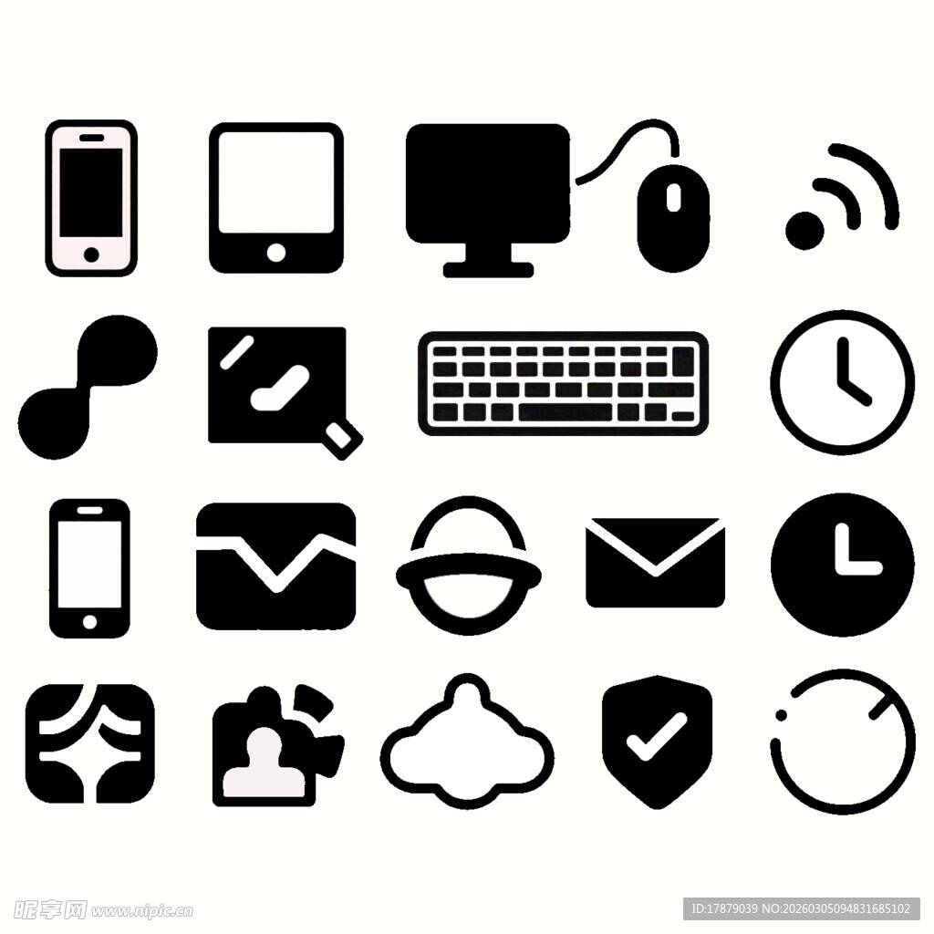 多样电子设备与应用图标