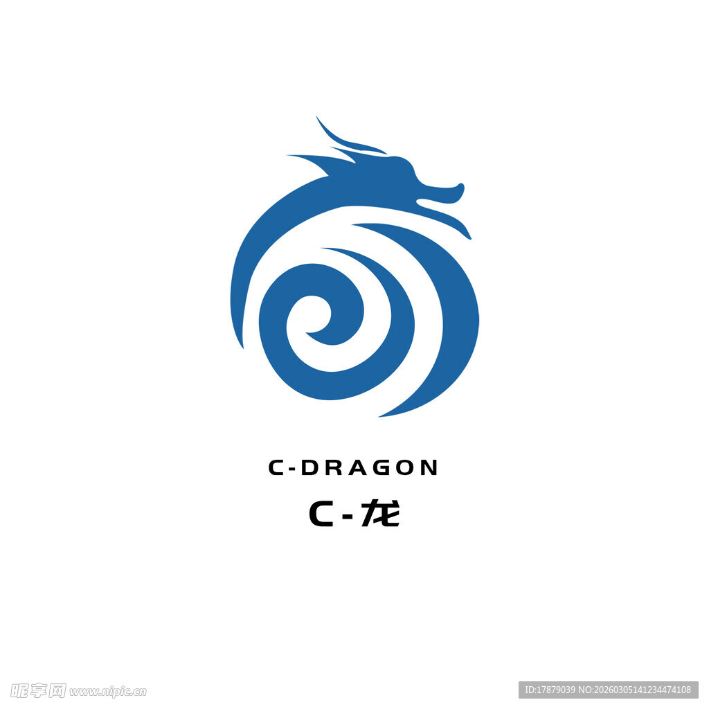 蓝色龙形创意简约标志