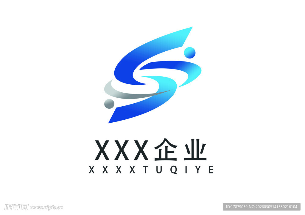 企业灵动蓝色标志设计