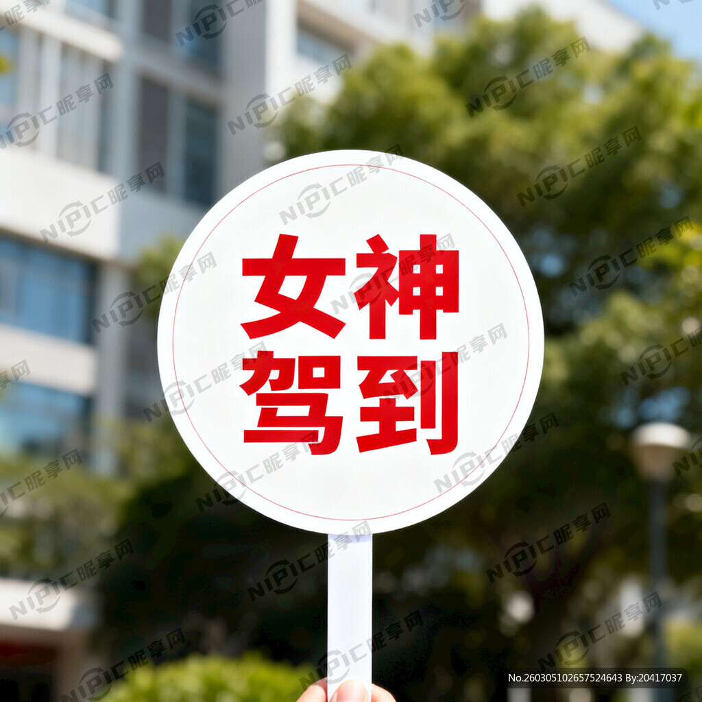 女神驾到手举牌圆形的