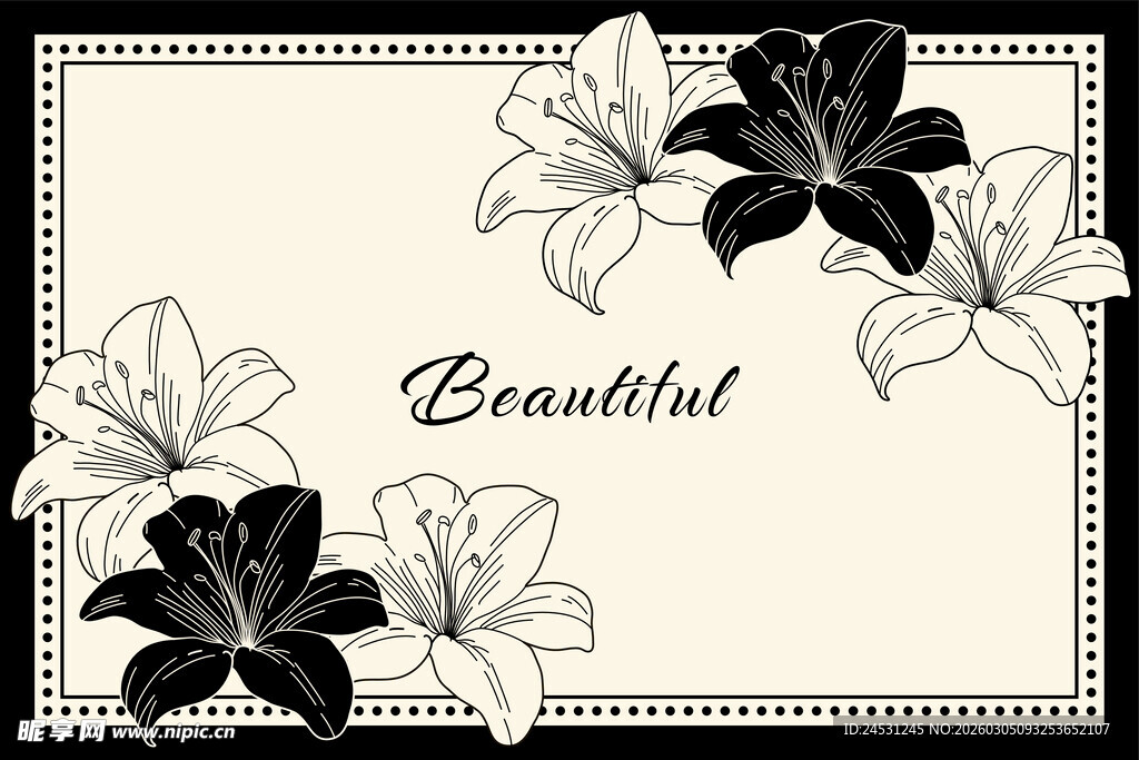 黑白花卉装饰图案