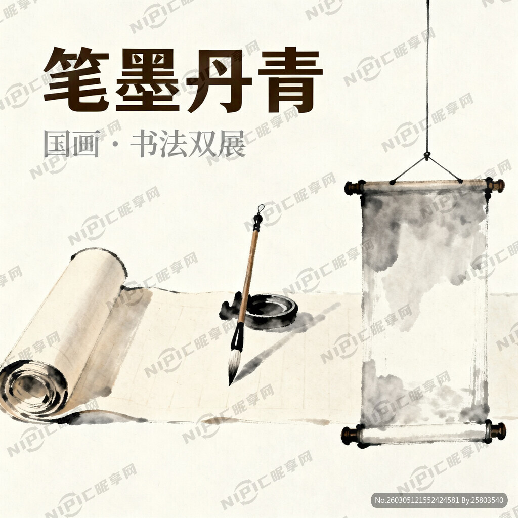 中国书画展主题  简约大气  