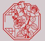 古风月季花传统纹饰花纹窗花