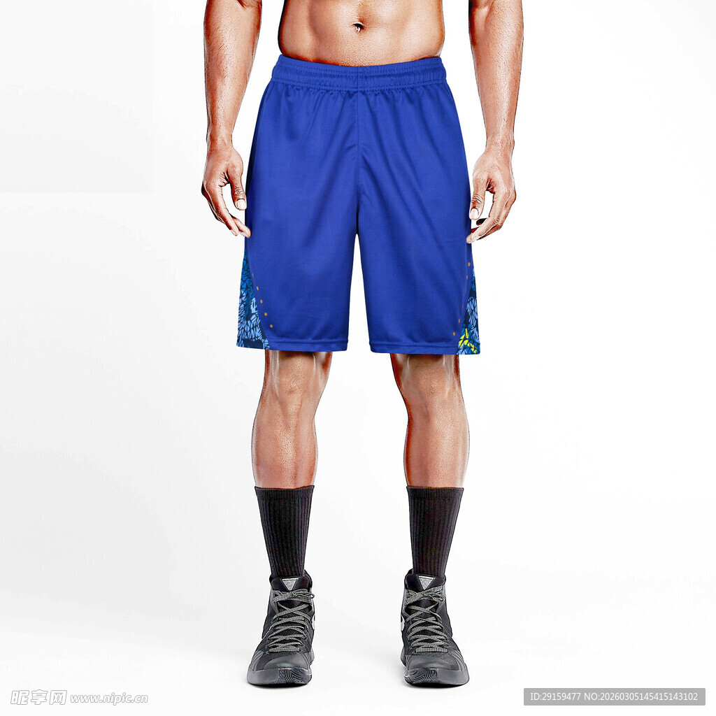 男士蓝色运动短裤展示