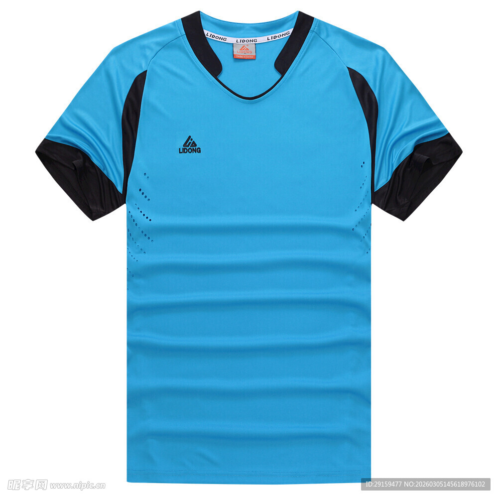 蓝色短袖足球运动球衣