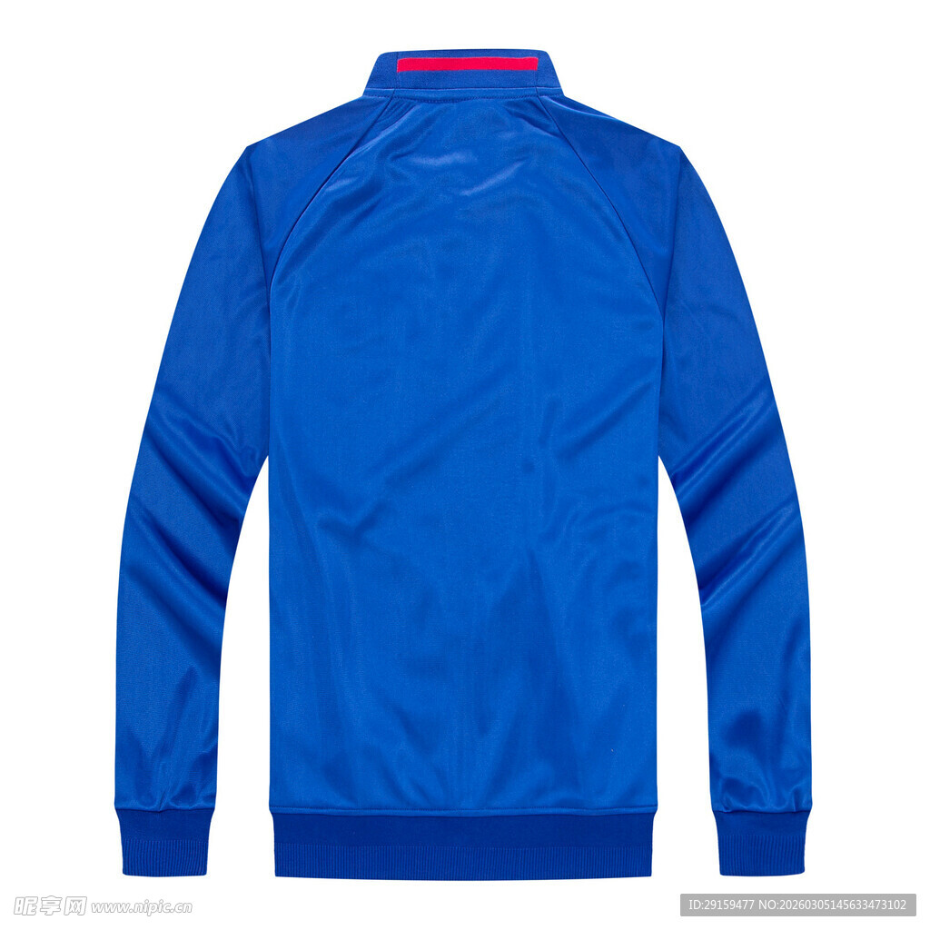 蓝色长袖运动夹克背影