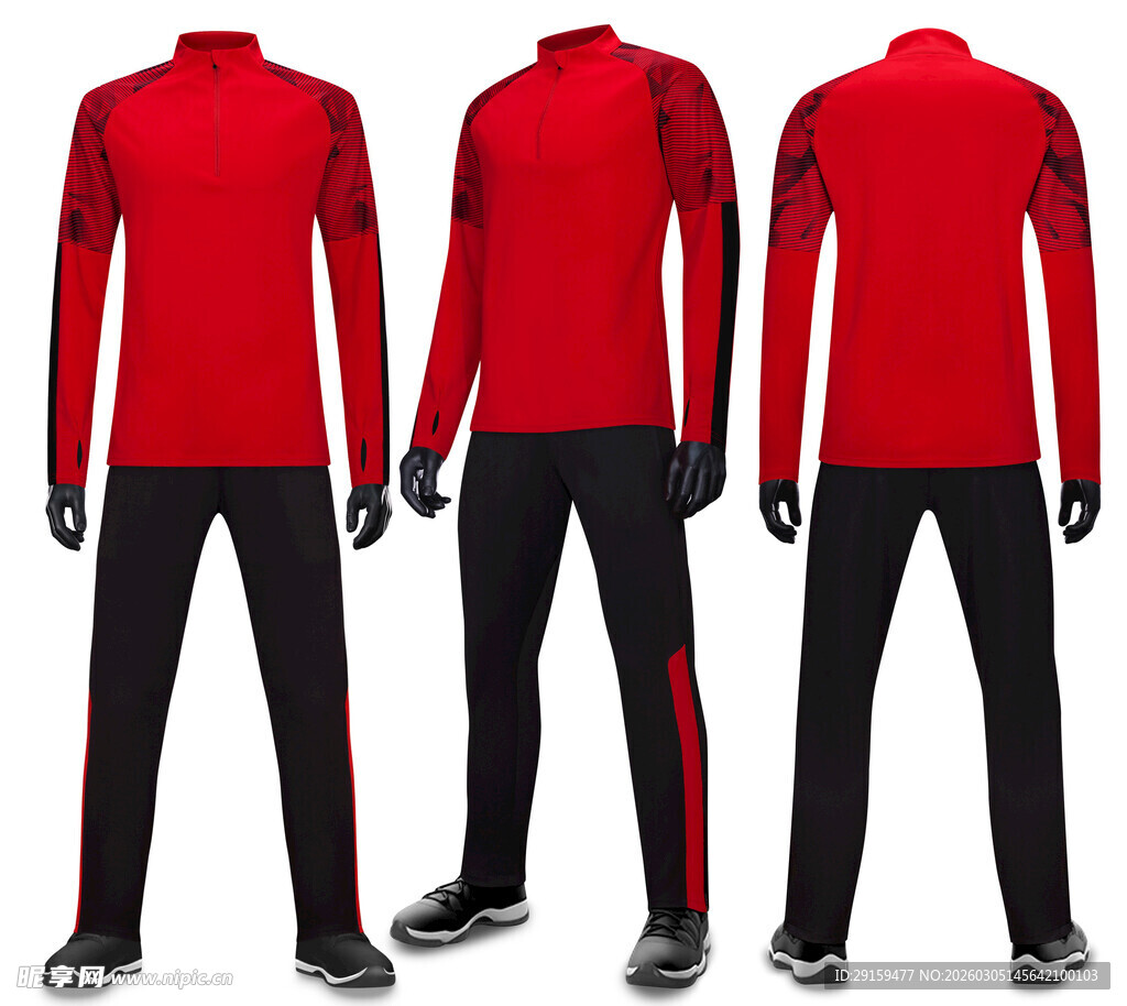 男士红黑运动套装展示