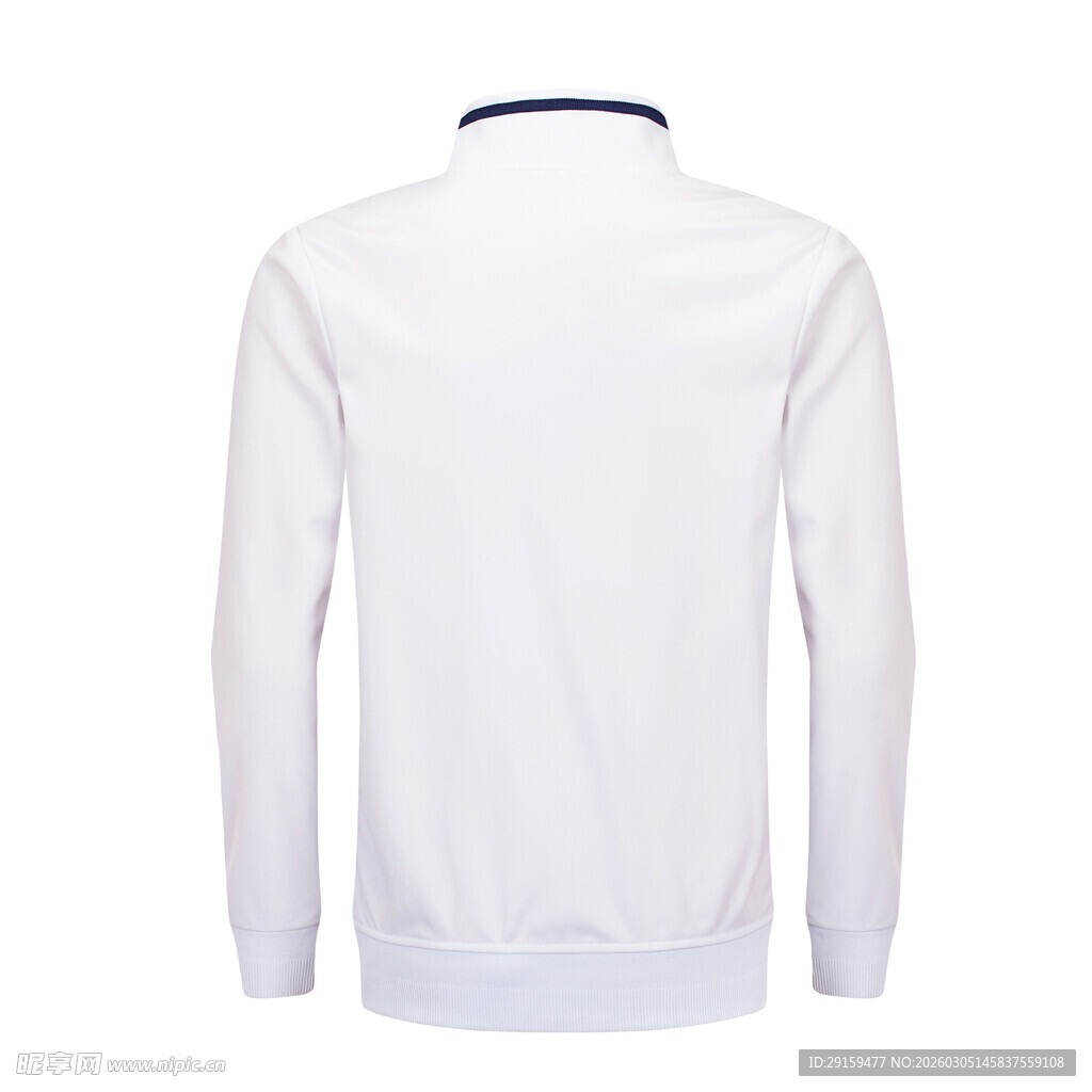 白色立领长袖男士运动上衣