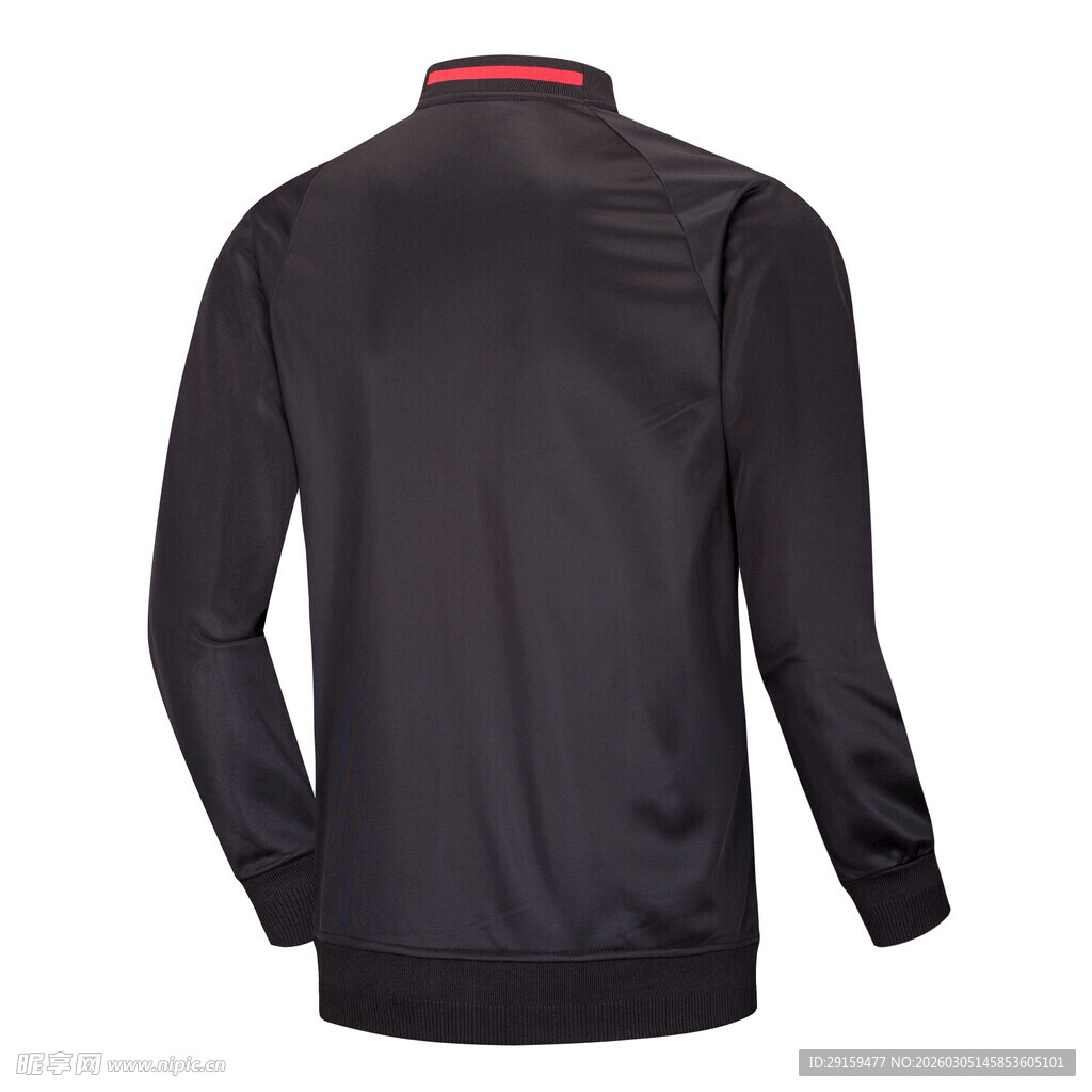 黑色立领长袖运动上衣