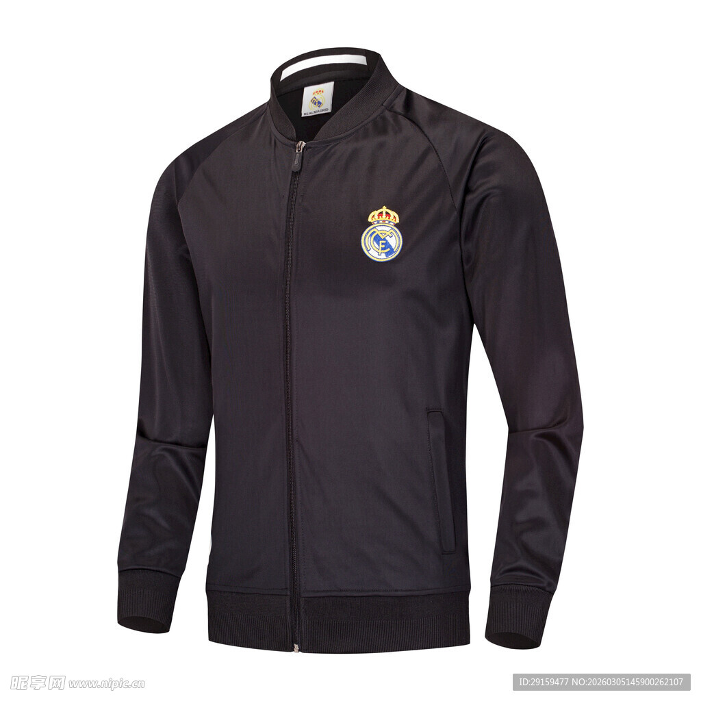 黑色运动拉链外套