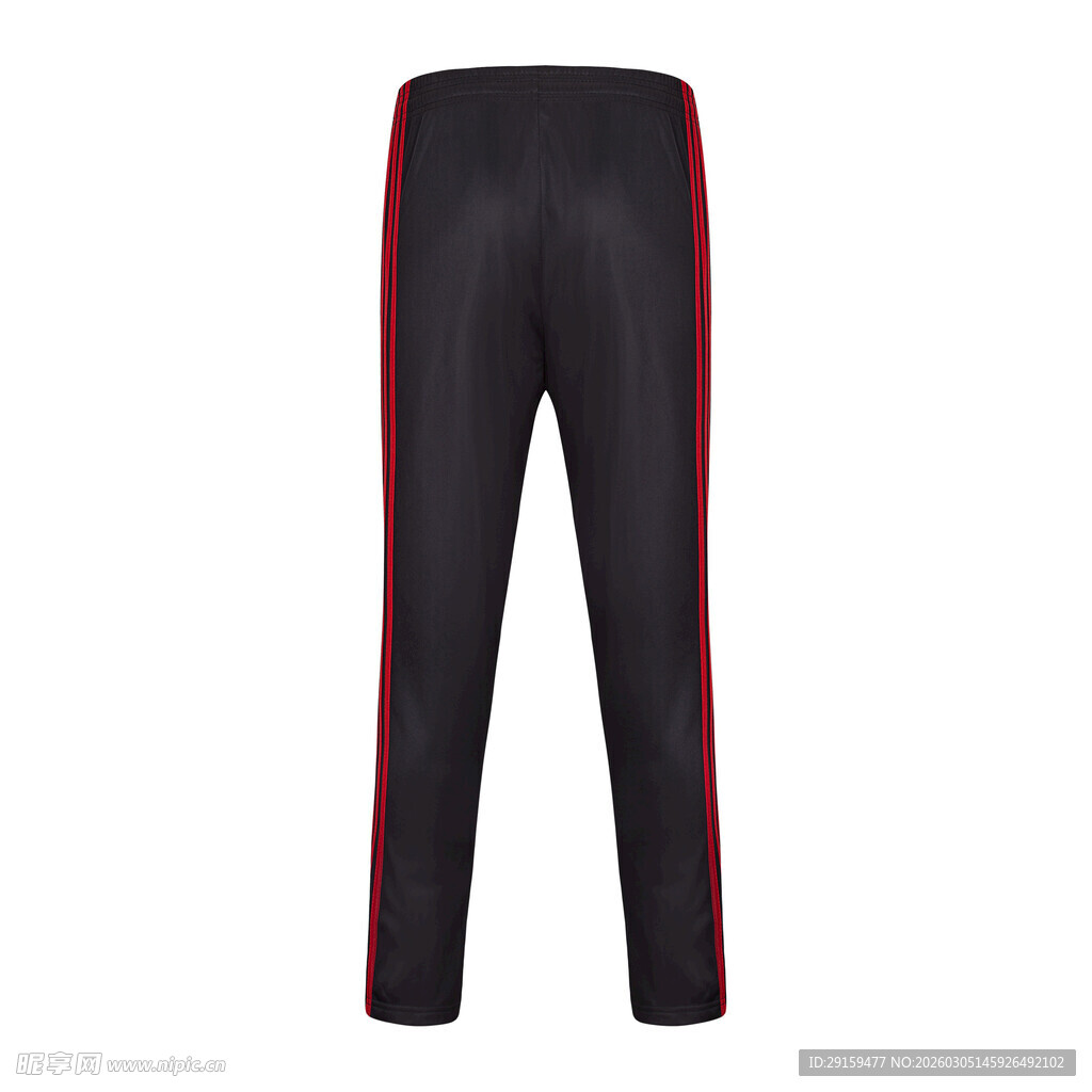 黑色侧边红条纹运动长裤