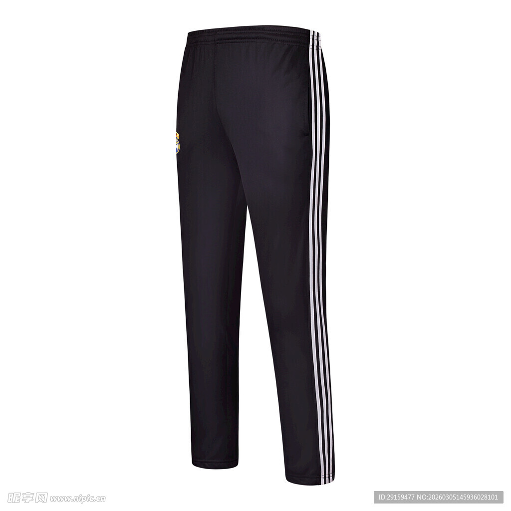 黑色侧边条纹运动长裤