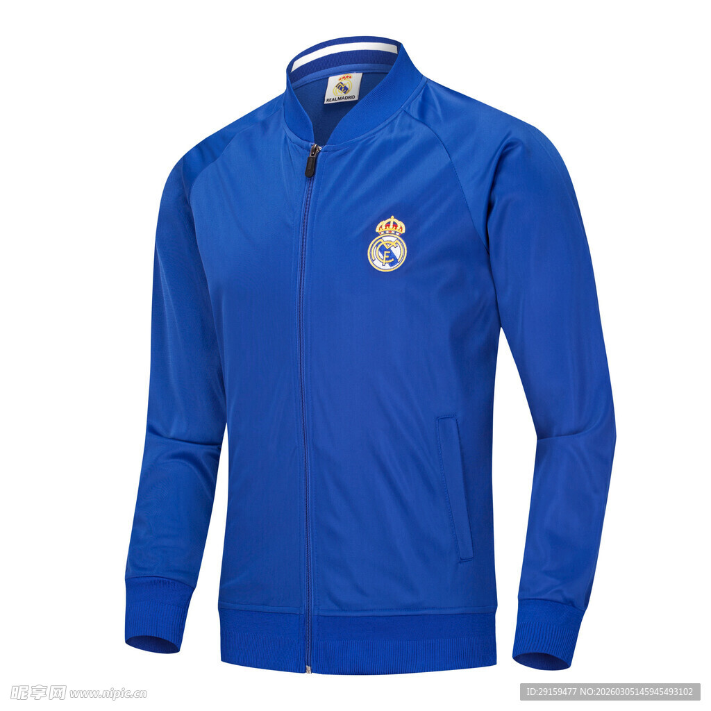 蓝色半拉链运动上衣