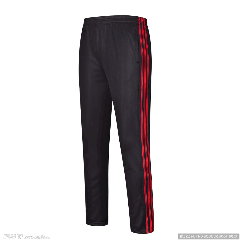 黑色侧边红条纹运动长裤