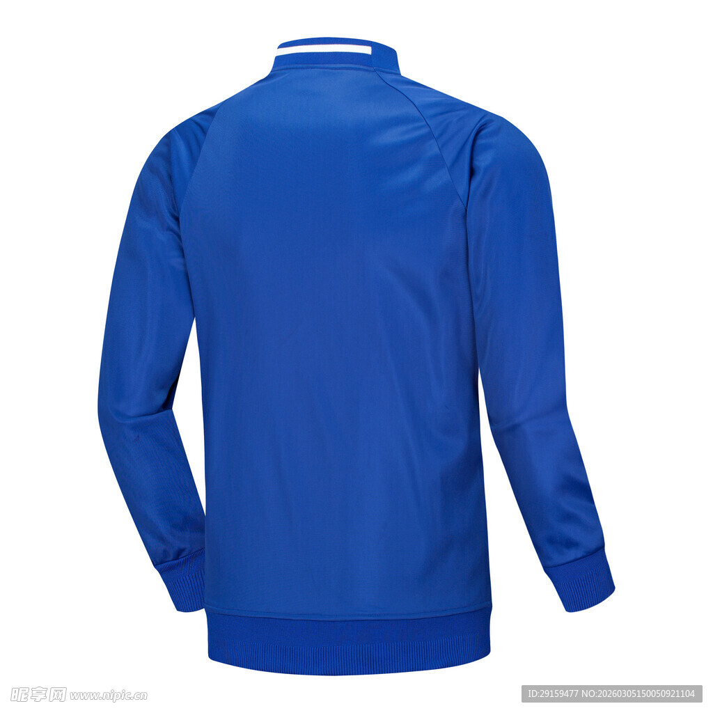 蓝色长袖运动外套背面