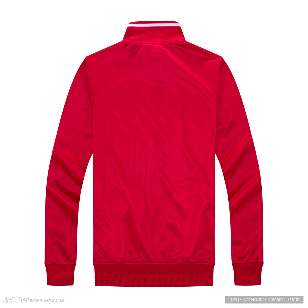 红色男士立领长袖运动上衣