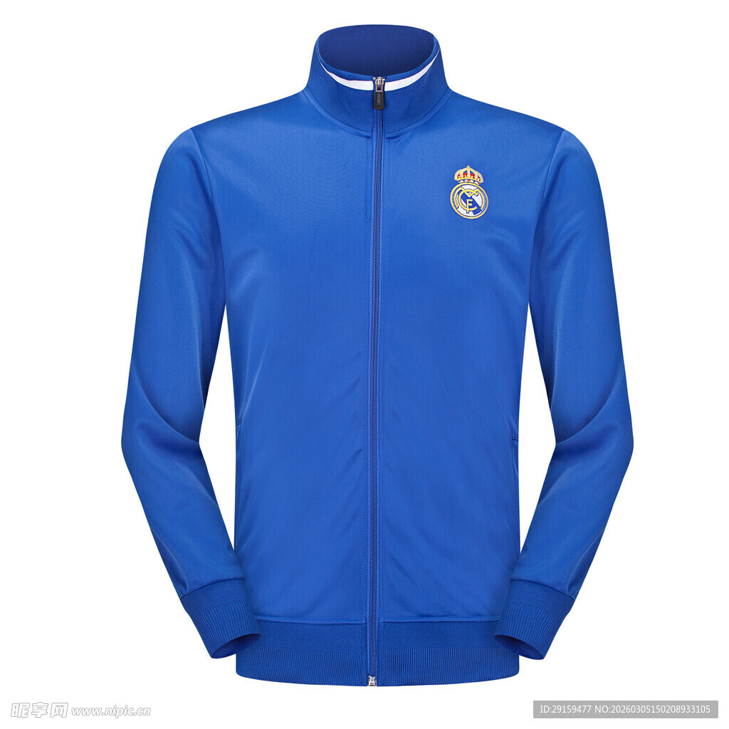 蓝色拉链运动外套