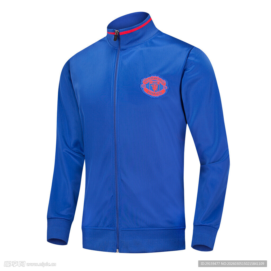 蓝色运动拉链外套