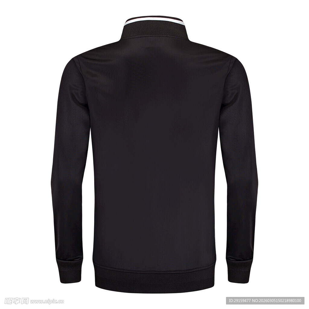 黑色立领长袖上衣背面