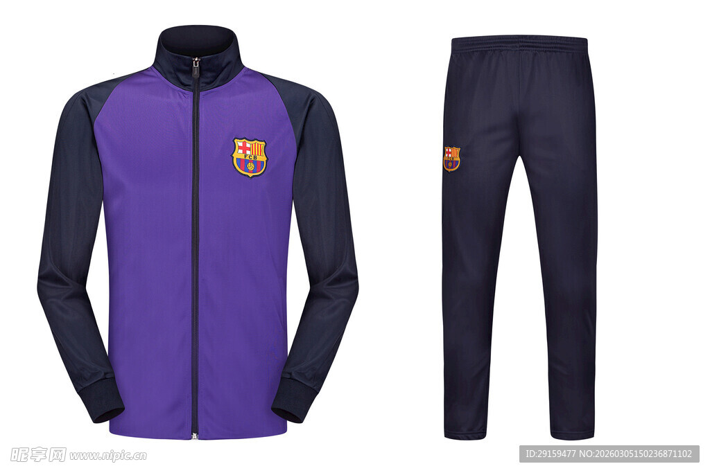 巴塞罗那足球训练运动套装