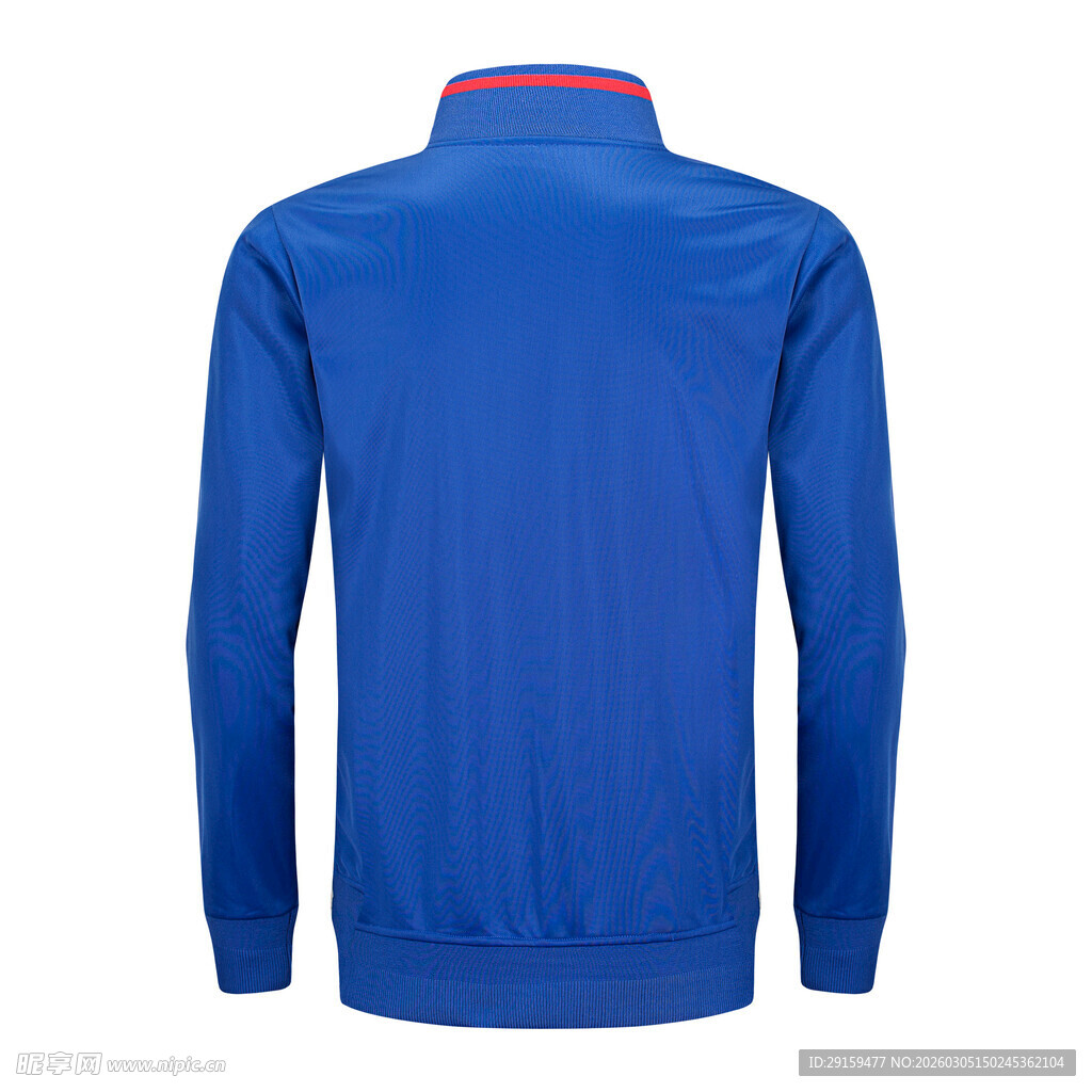 蓝色立领长袖运动外套