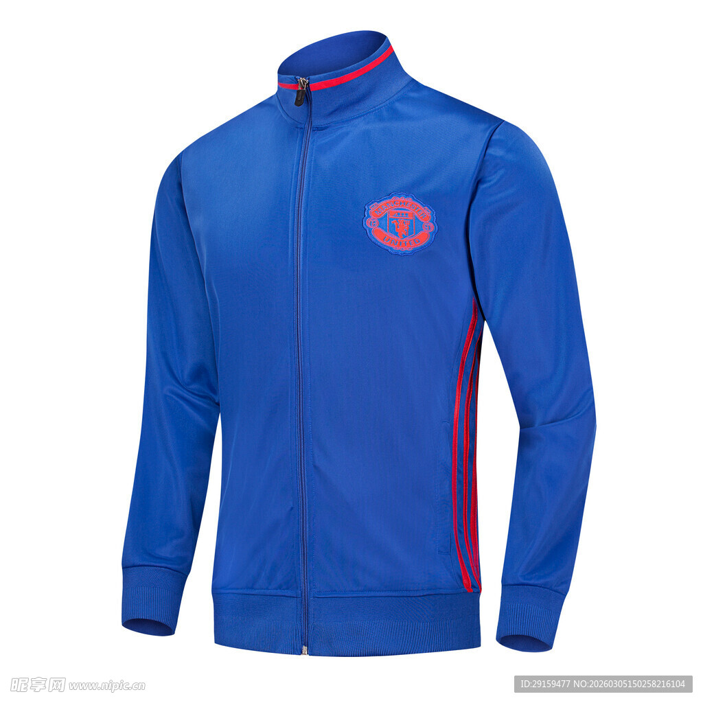 蓝色拉链运动外套