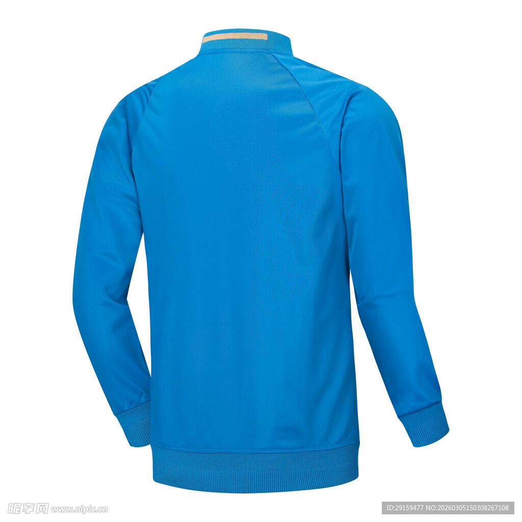 蓝色长袖运动外套背面
