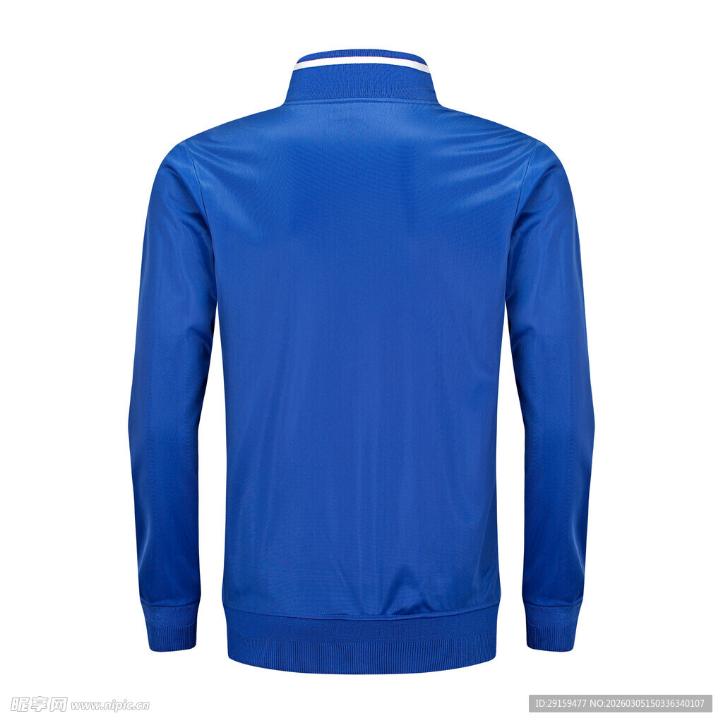 蓝色立领长袖运动外套