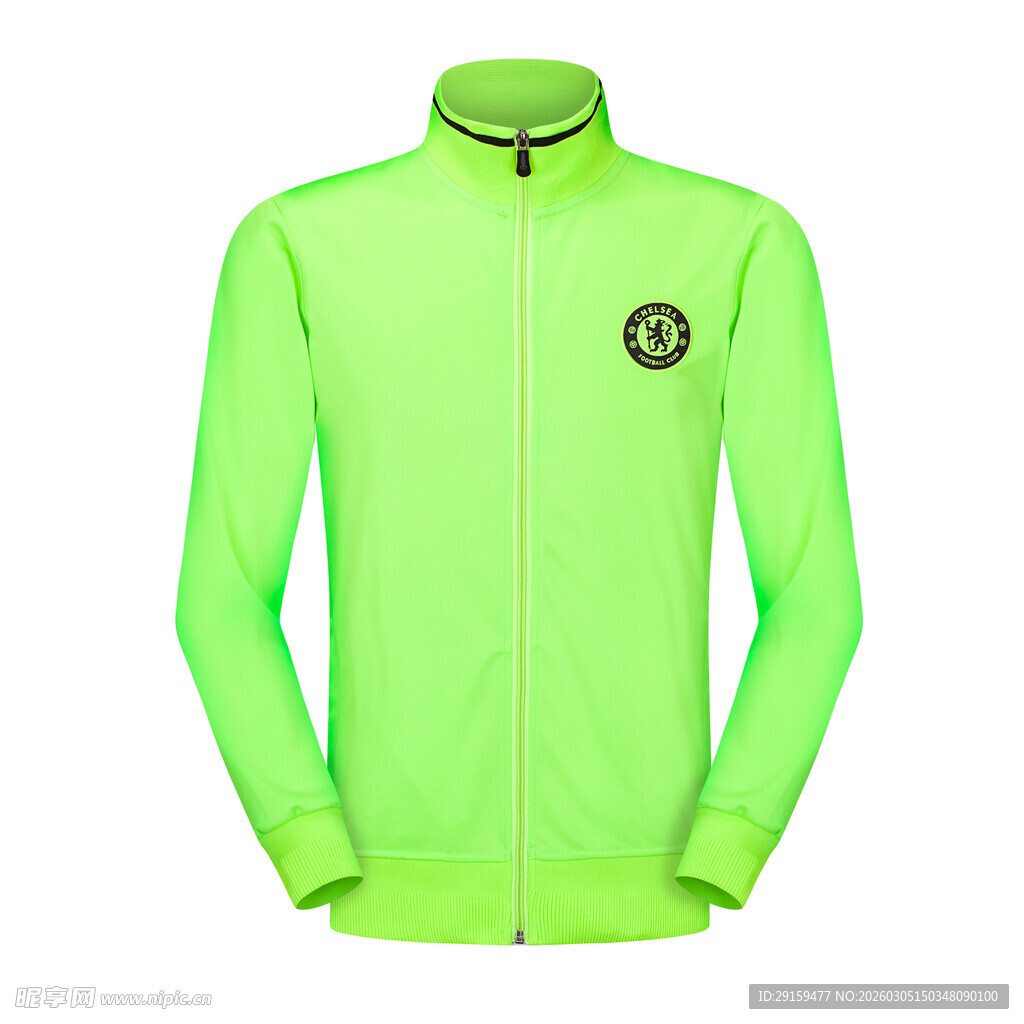 荧光绿拉链立领运动上衣