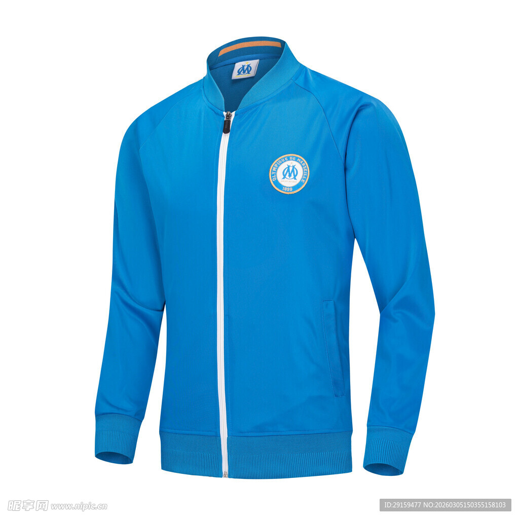 蓝色拉链运动夹克