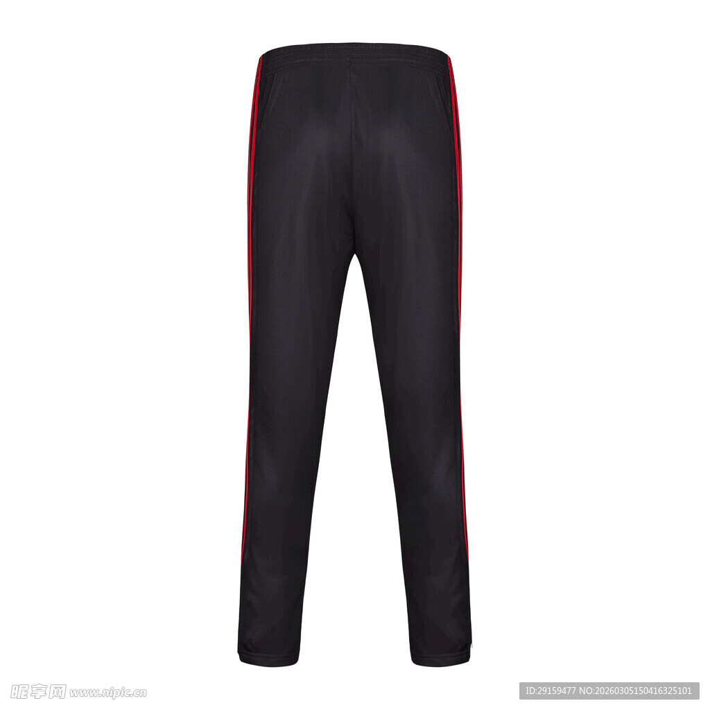 黑色侧边红条纹运动长裤