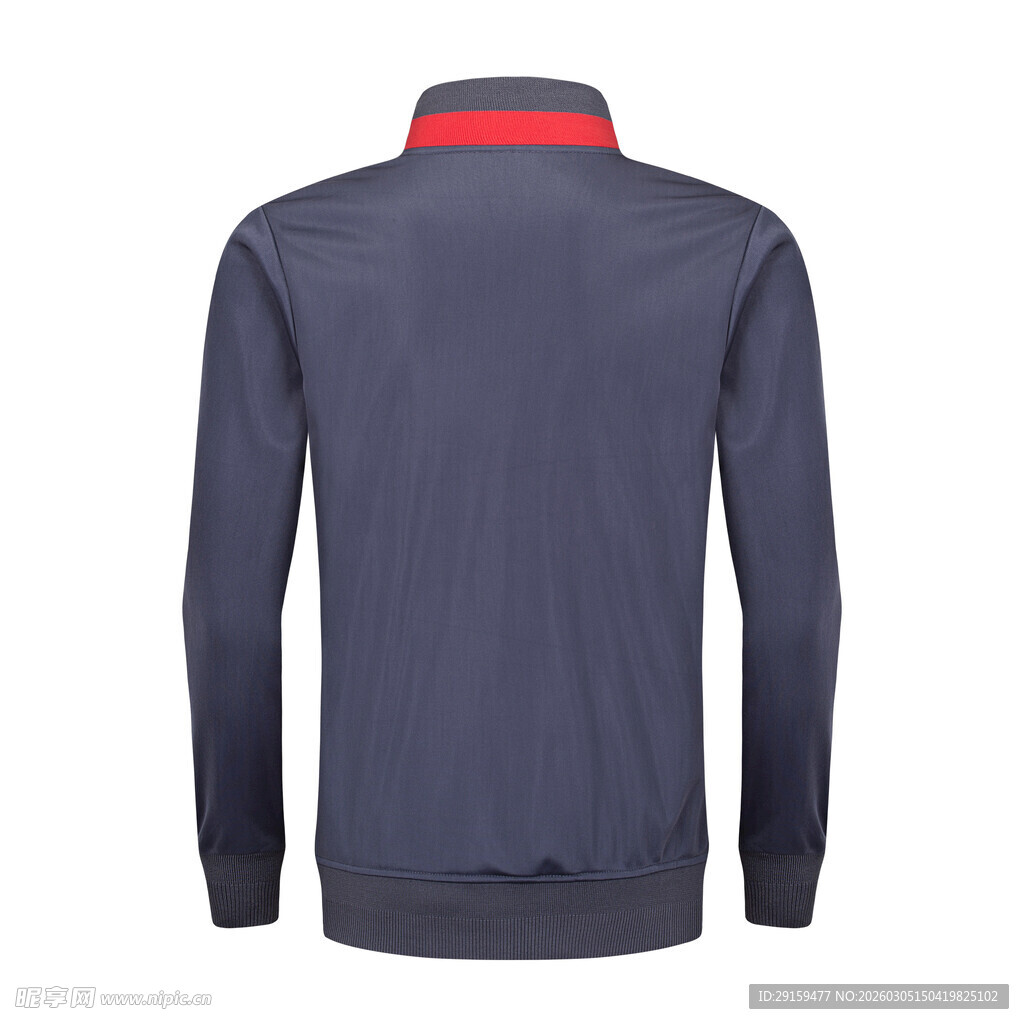 深蓝色立领运动上衣背面