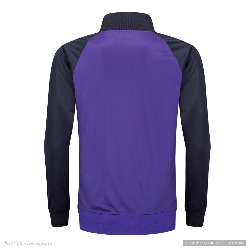 紫色拼接运动外套背面