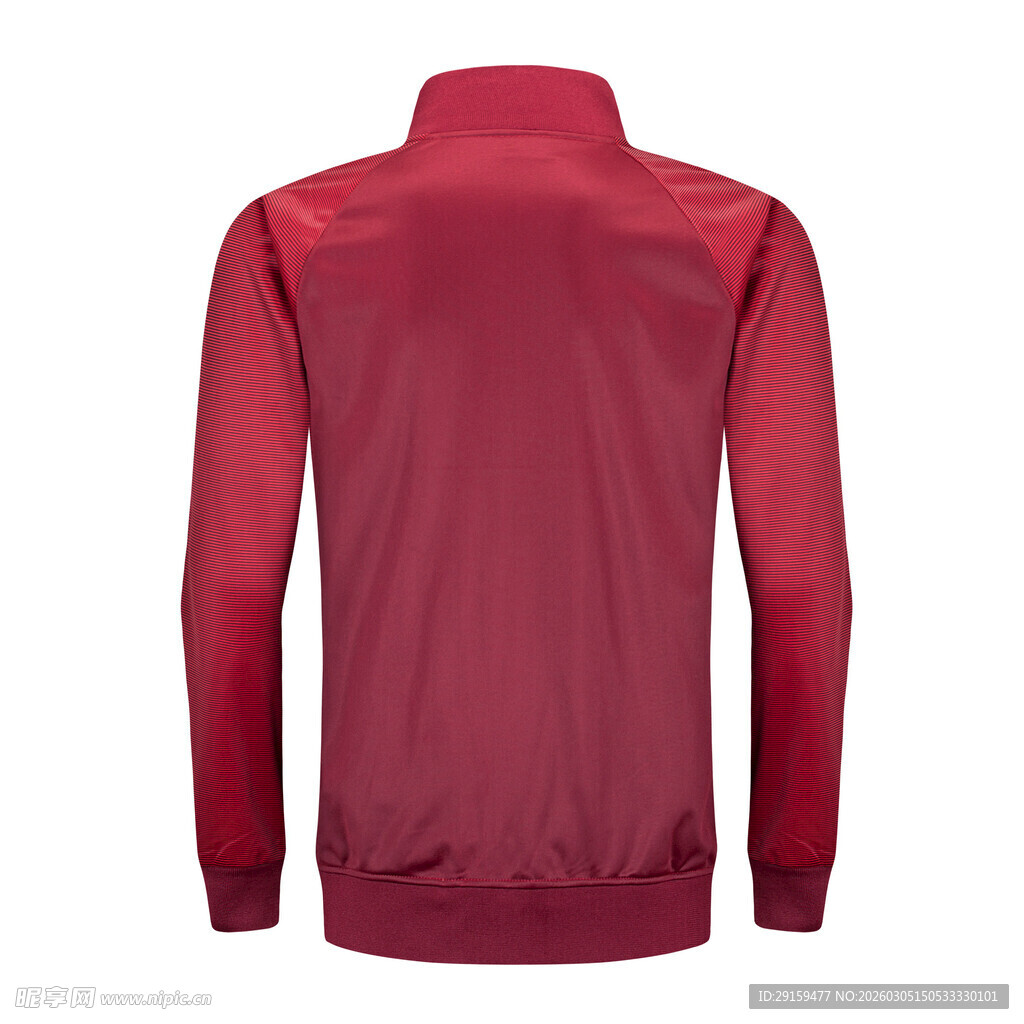 酒红色立领长袖运动夹克