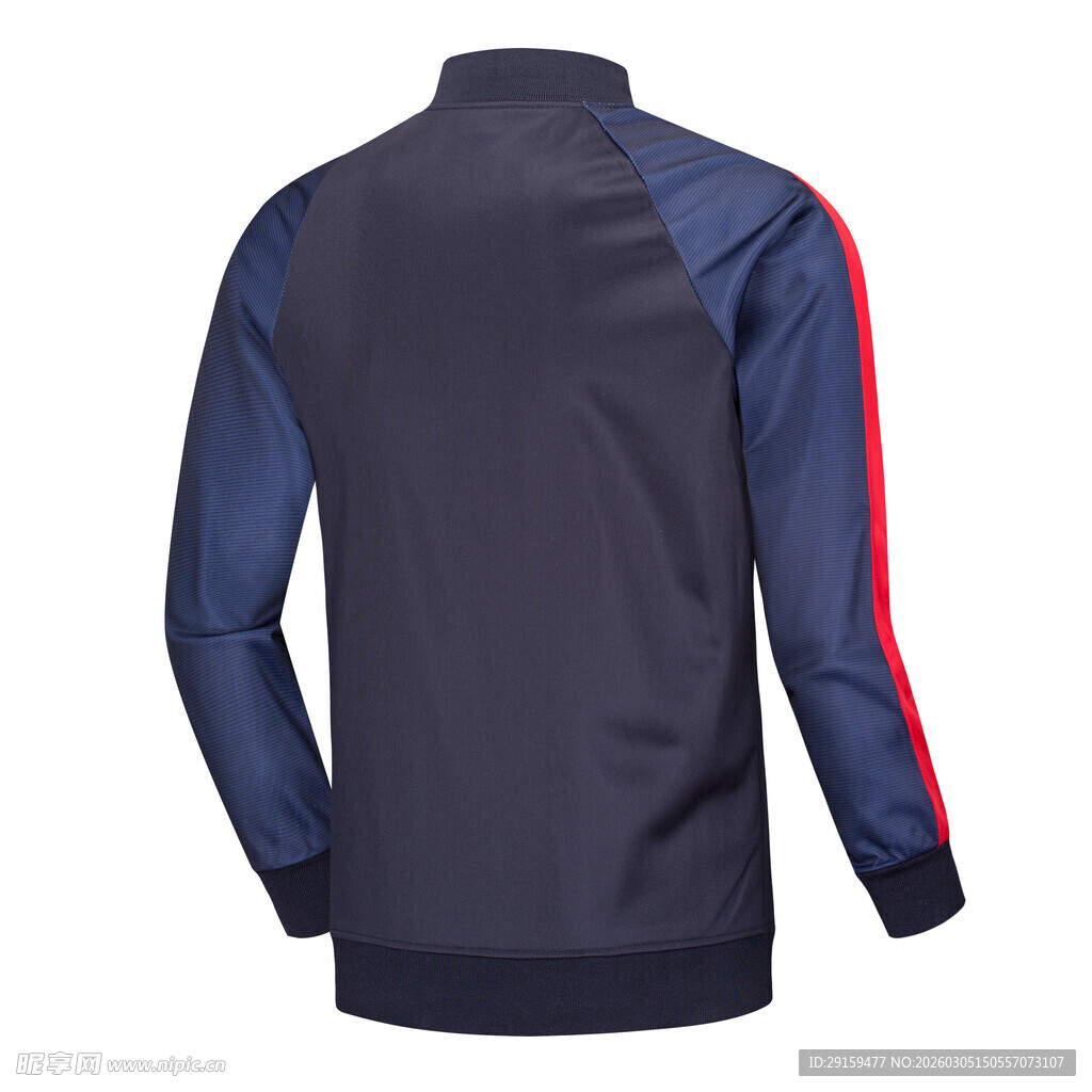 深蓝色带红条运动外套