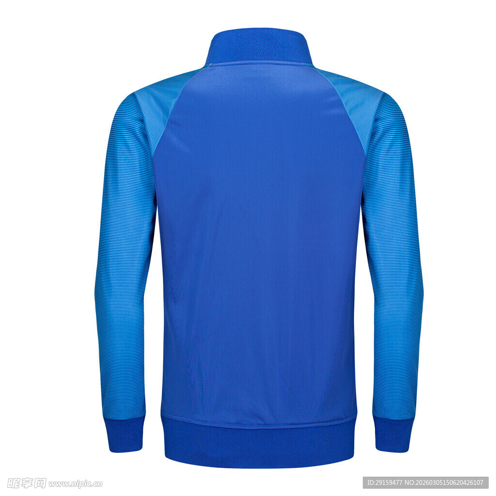蓝色运动夹克背面展示