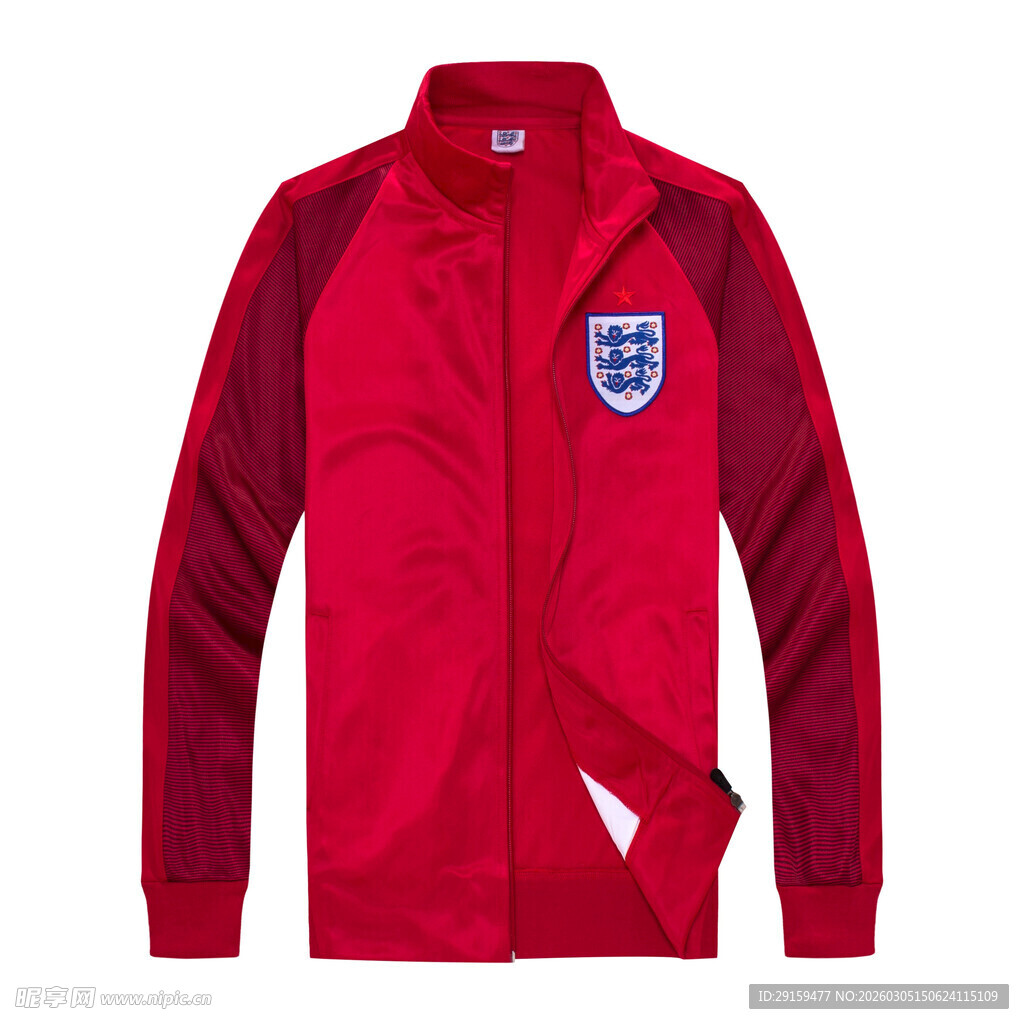 英格兰足球红色拉链外套