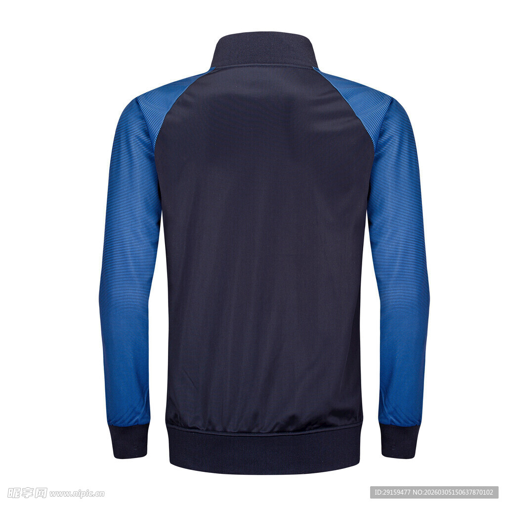 蓝色拼接长袖运动外套