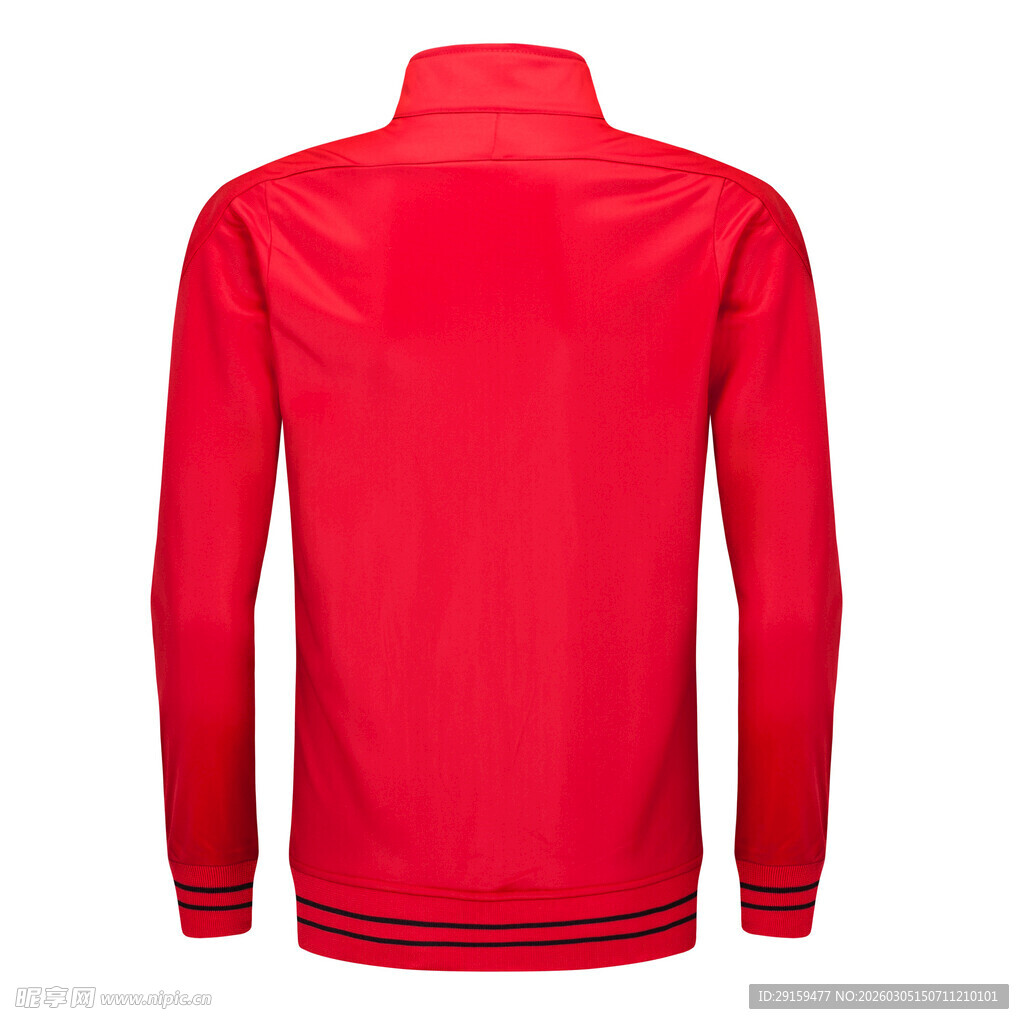红色立领长袖运动夹克